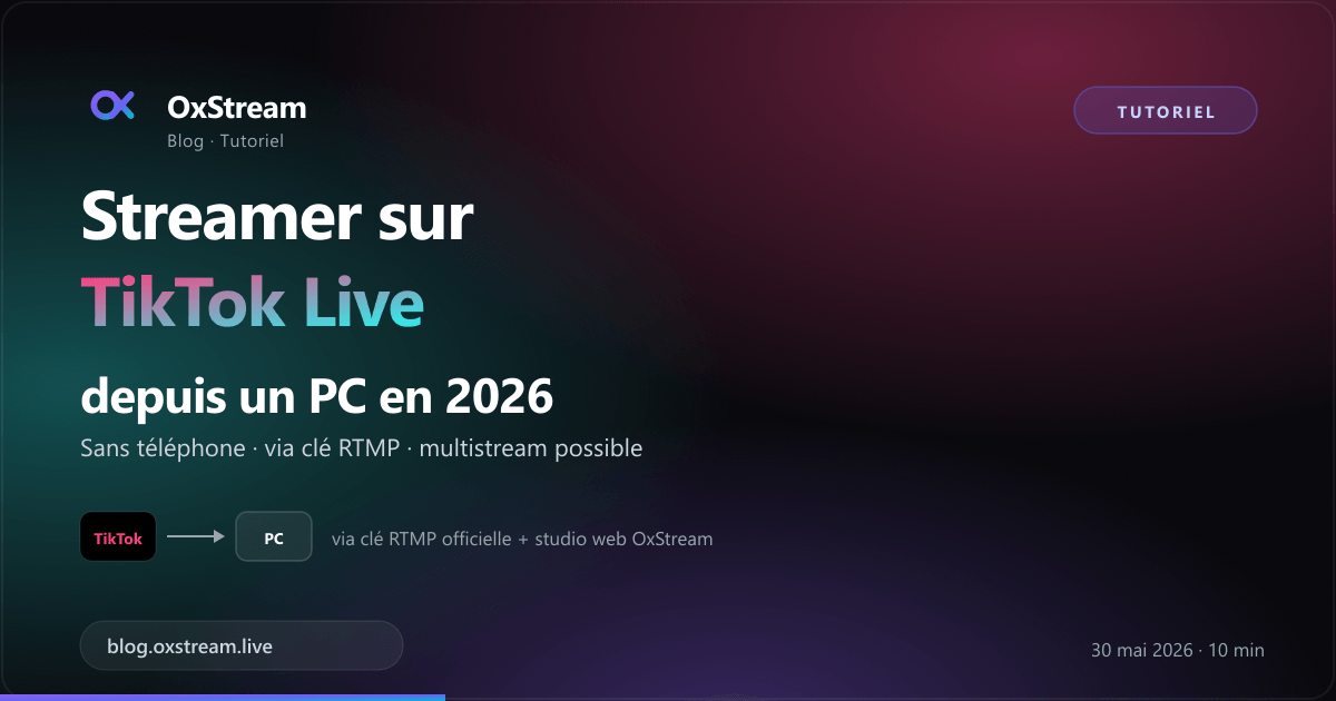 Comment streamer sur TikTok Live depuis un PC en 2026 — tuto OxStream